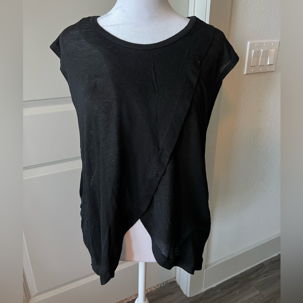IRO Black Asymmetrical Short Sleeve T-Shirt